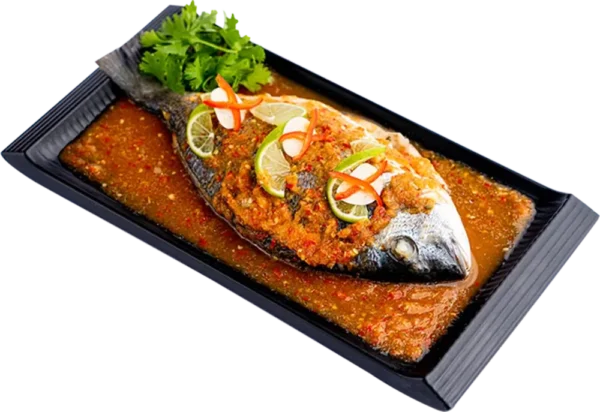Pla Nueng Ma Naw (Steamed Fish in Thai Lime Sauce)